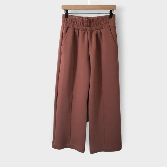 Old Navy Womens Bounce Fleece High Rise Wide Leg Sweatpants Warm Taupe Sz SP - Picture 1 of 13